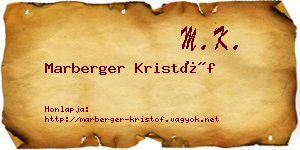 Marberger Kristóf névjegykártya